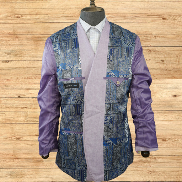 Van Heusen Sport Coat Mens 40R Purple Linen Blend Beach Preppy Jacket Holiday - Picture 5 of 8